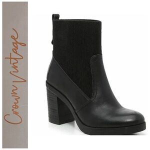 Crown Vintage Adventure Black Leather Booties